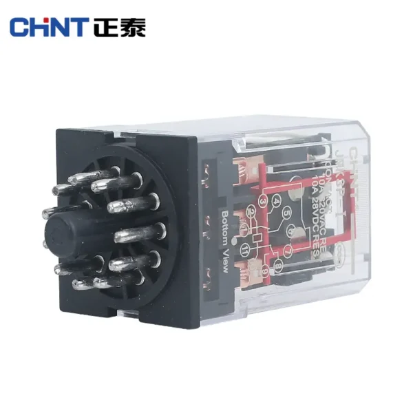 Rele Enchufable 11 Pines 12Vdc 10A 3Nanc Con Indicador Mecanico JMK3P-I CHINT