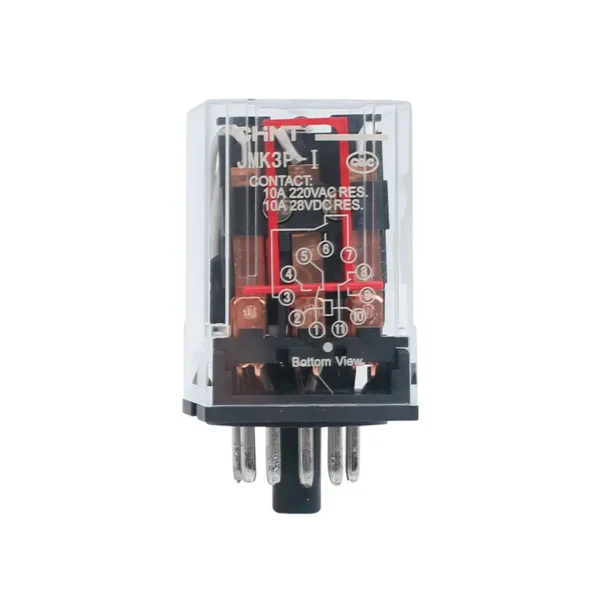 Rele Enchufable 11 Pines 24Vdc 10A 3Nanc Con Indicador Mecanico JMK3P-I DC24V CHINT