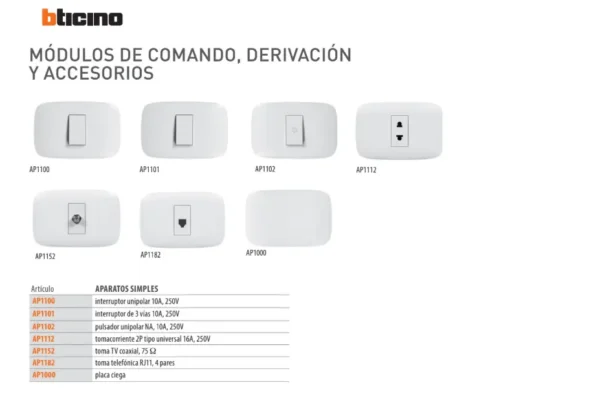 Tomacorriente Universal Doble 2P AP1212 domino sencia Bticino - Imagen 3