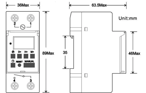 Interruptor Horario Digital 30A 230Vac 1 canal 1NA 20 programaciones AHC17A Alion 4 interruptor horario digital 30A
