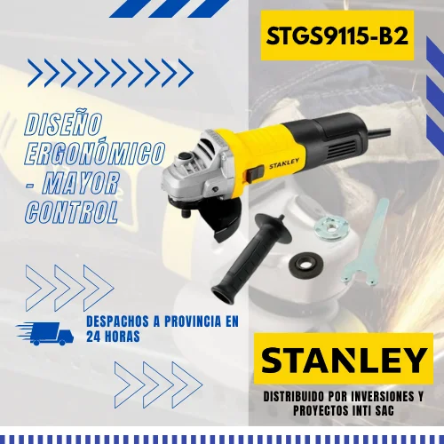 Amoladora Angular Stanley 4-1/2" 900W (STGS9115-B2) - Alto Rendimiento Industrial 1 STGS9115-B