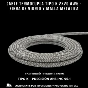 Cable Termocupla Tipo K 2x20 AWG