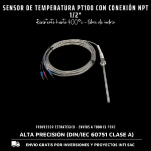 Sensor de Temperatura PT100 con Conexión NPT 1/2"