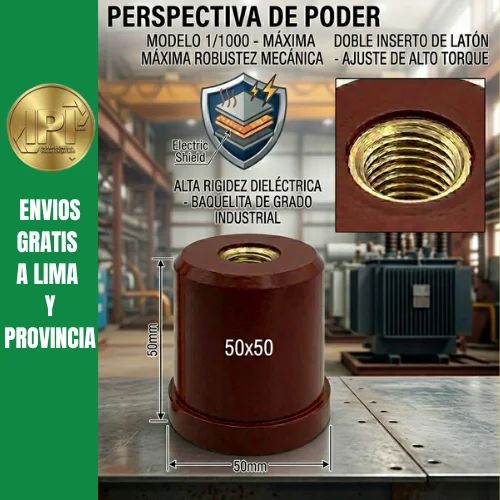 Aislador de Baquelita 1/1000 (50x50 mm) - Soporte de Máxima Potencia para Barras 1 Aislador de Baquelita 1/1000 (50x50 mm)