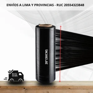 Stretch Film Negro Industrial 20" (50cm) - Rollos de 1.2kg