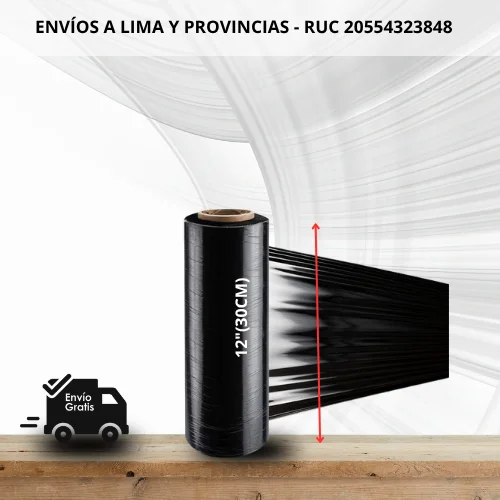 Stretch Film Negro Industrial 12" (30cm) - Rollos de 1kg 1 Stretch Film Negro Industrial 12" (30cm) - Rollos