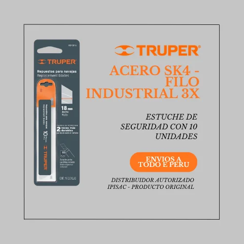 Repuestos de Cuchillas para Cutter 18mm Truper - Estuche con 10 Navajas de Acero SK4 1 RUPUESTO PARA CUCHILLA 16965 TRUPER