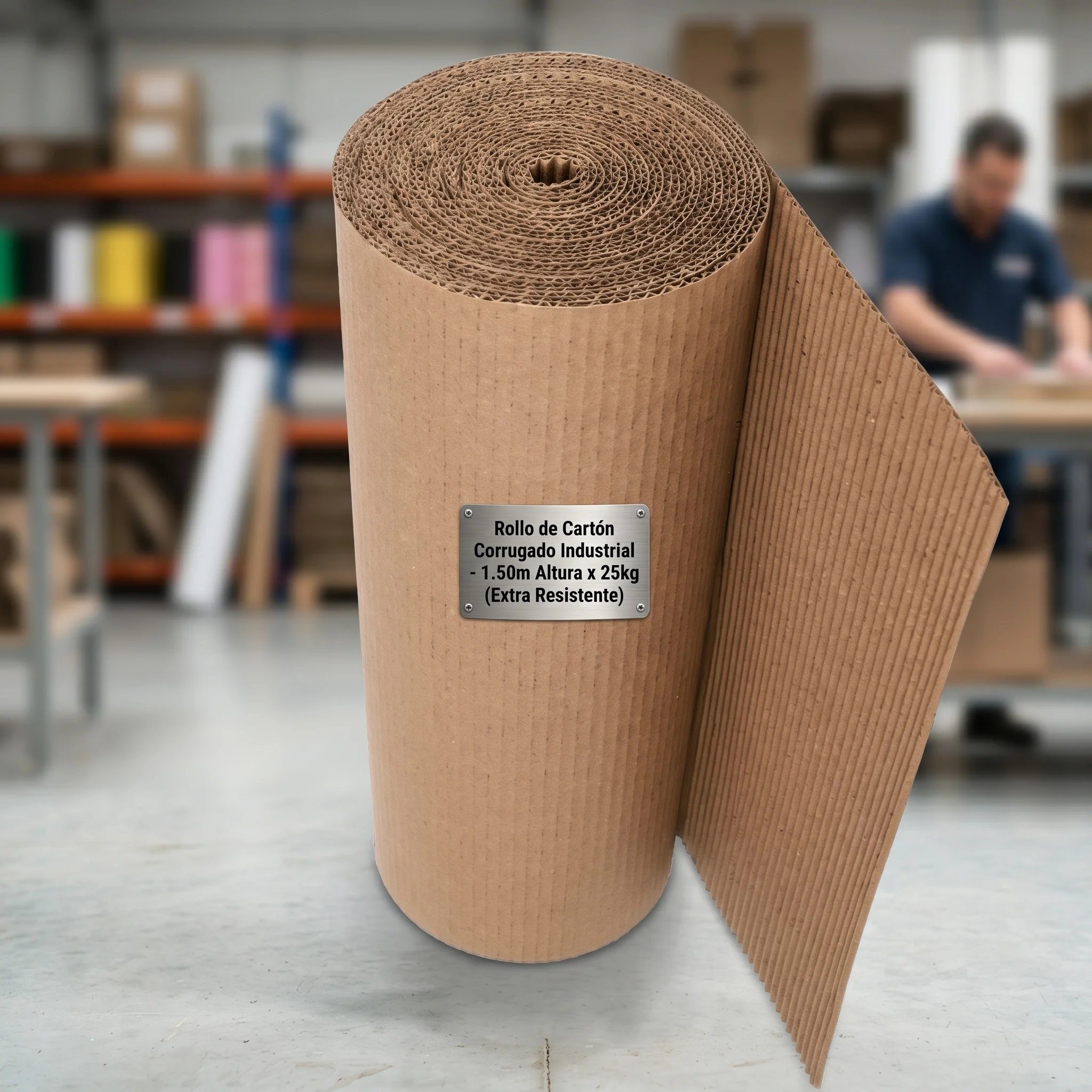 rollo de caron 1.5m 25kg Rollo de Cartón Corrugado Industrial - 1.50m Altura x 25kg (Extra Resistente)